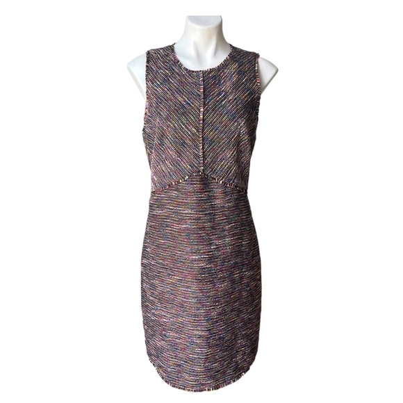 Sam Edelman NWOT Tweed Multicolored Fringe Business Casual Dress 🖤🩷💚💙💜 - Picture 3 of 6